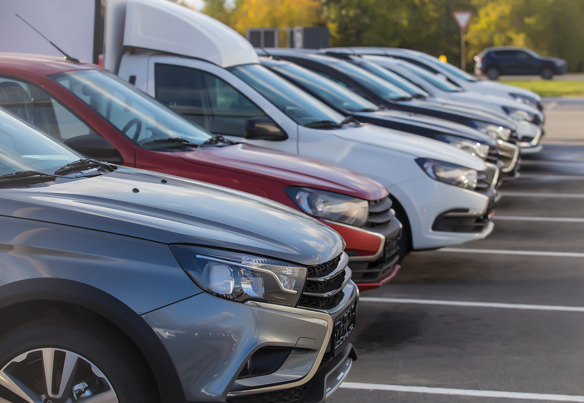Cars For Sale Stock Lot Row.