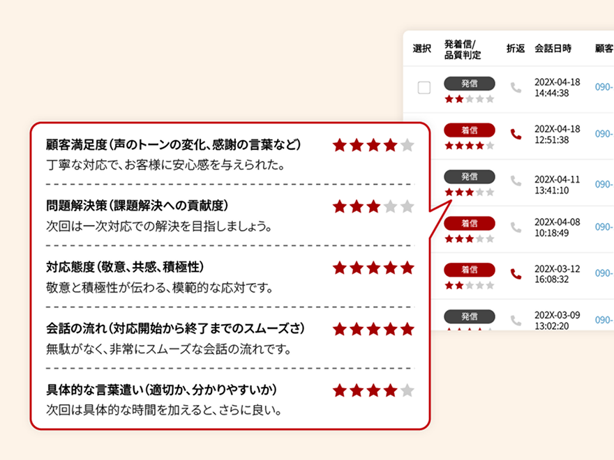 AI会話品質判定の画面イメージ